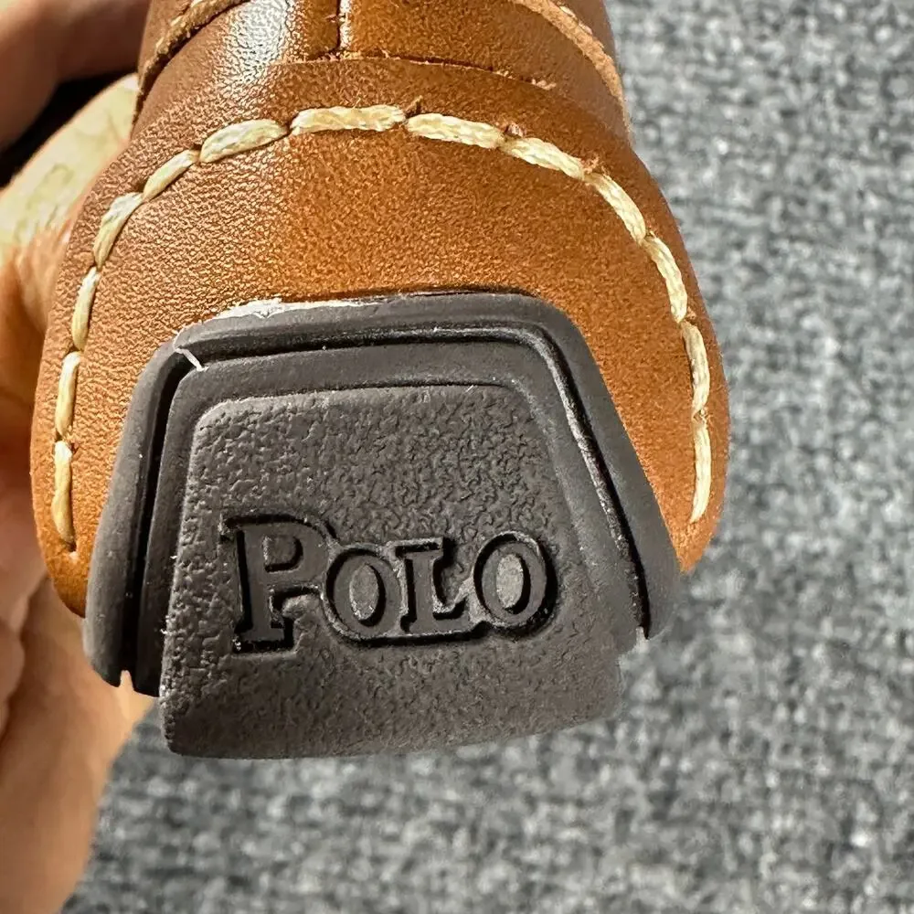 Polo Ralph Lauren Boys Size 8 Leather Penny Loafers Brown Moc Toe Shoes